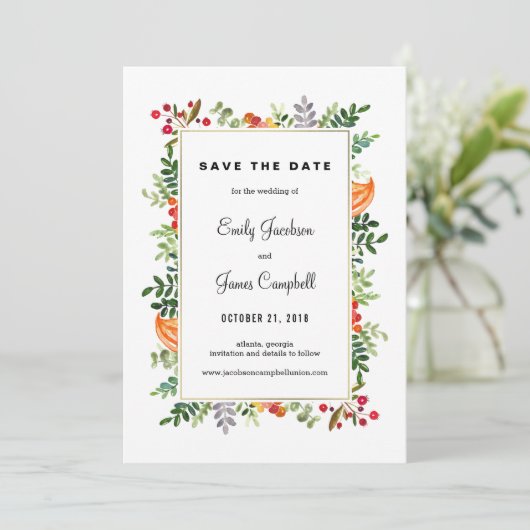 Save The Date Automne Blooms Mariage de automne Enregistrer la c (Debout devant)