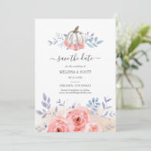 Save The Date Automne Blush rose Roses Citrouille Floral (Debout devant)