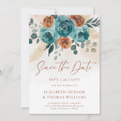 Save The Date Automne Boho Terracotta Mariage floral Enregistrer (Devant)