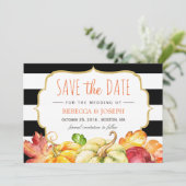 Save The Date Automne Citrouille Maple Feuilles Automne Sauvez l (Debout devant)