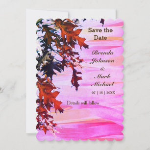Save The Date Automne Coloré Feuille rose tourbillon Enregistrer