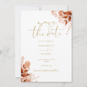 Save The Date Automne doré Floral Code QR Mariage (Devant)