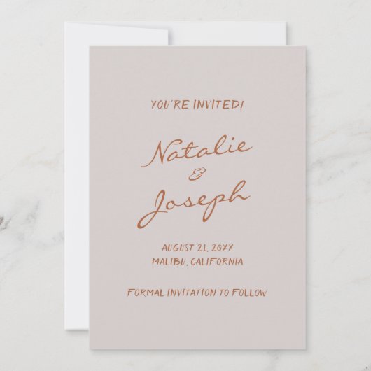 Save The Date Automne écriture manuscrite Terme Mariage Pinstrip (Dos)