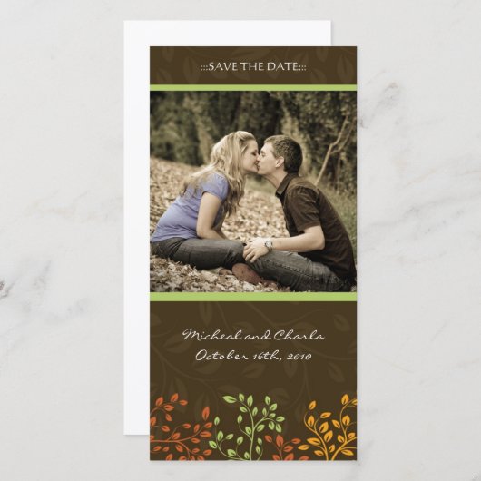 Save The Date Automne Enregistrer la date Mariage Photocard (4x8 (Devant / Derrière)