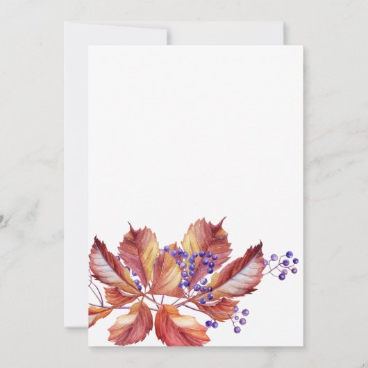 Save The Date Automne - Feuilles Aquarelle Photo Mariage (Dos)