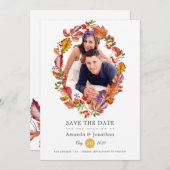 Save The Date Automne - Feuilles aquarelles Photo Mariage (Devant / Derrière)
