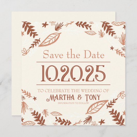 Save The Date Automne Feuilles Automne Enregistrer la date (Devant / Derrière)