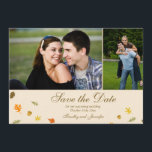 Save The Date automne feuilles mariage enregistrer la date 2 pho<br><div class="desc">Ce mariage 5x7 sauvegarder la date carte d'invitation à plat a un thème automne / automne saison. En bas, il y a des feuilles et des glands éparpillés autour d'un endroit où vous pouvez personnaliser les détails mariages à venir. En haut, vous pouvez facilement customiser ceci avec deux de vos...</div>