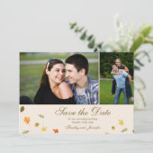 Save The Date automne feuilles mariage enregistrer la date 2 pho (Debout devant)
