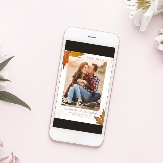 Save The Date Automne Feuilles photo Mariage Enregistrer la date