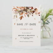 Save The Date Automne Feuilles Russe Pays Boho Mariage (Debout devant)