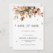 Save The Date Automne Feuilles Russe Pays Boho Mariage Save (Devant)
