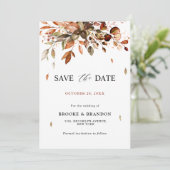 Save The Date Automne Feuilles Russe Pays Boho Mariage Save (Debout devant)