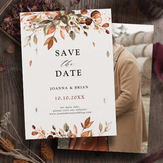 Save The Date Automne Feuilles Russe Pays Campagne Boho Photo