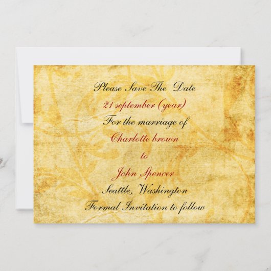 Save The Date automne feuilles sauf la date annonce (Dos)