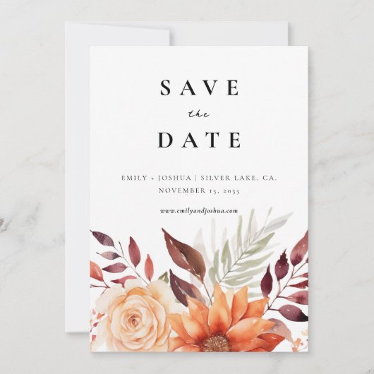 Save The Date Automne Floral Boho Mariage (Devant)