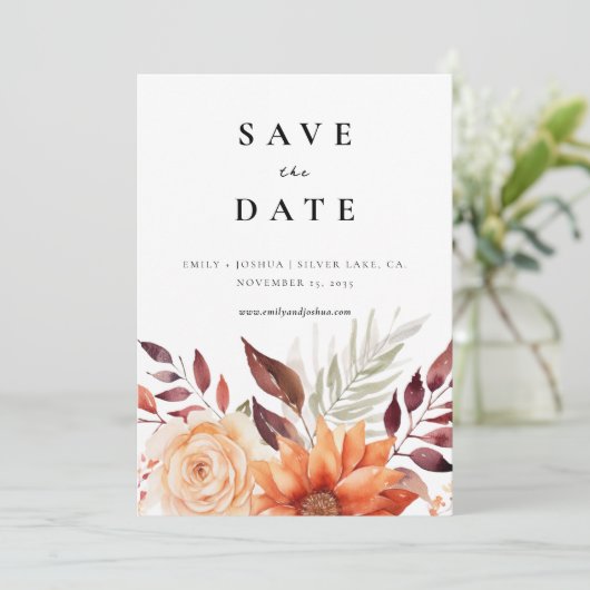 Save The Date Automne Floral Boho Mariage (Debout devant)