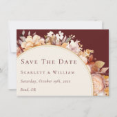 Save The Date Automne Floral Bourgogne Crème Moderne Mariage (Devant)