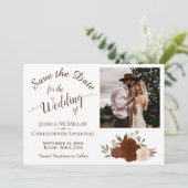 Save The Date Automne Floral Élégant Calligraphie & Mariage Phot (Debout devant)