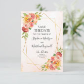 Save The Date Automne Floral Moderne Mariage géométrique (Debout devant)