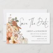 Save The Date Automne Florals Citrouille QR Code Mariage (Devant)