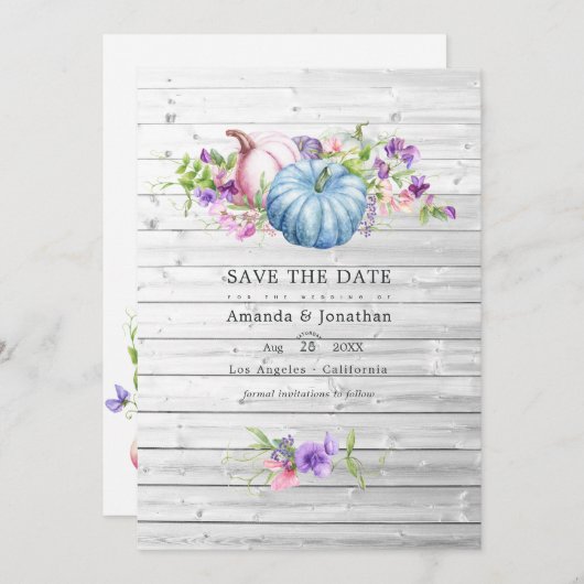 Save The Date Automne - Mariage Champêtre Rustique de Ferme Flor (Devant / Derrière)