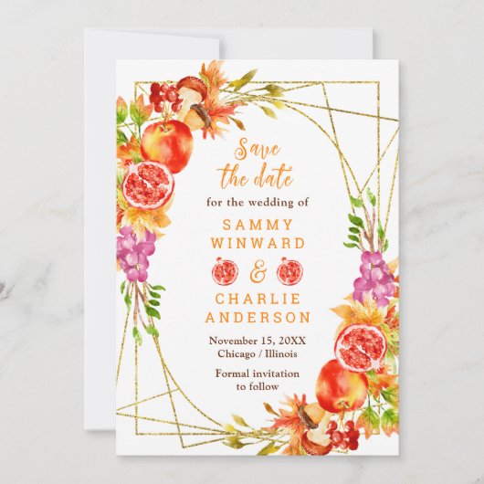Save The Date Automne Mariage de récolte d'automne (Devant)