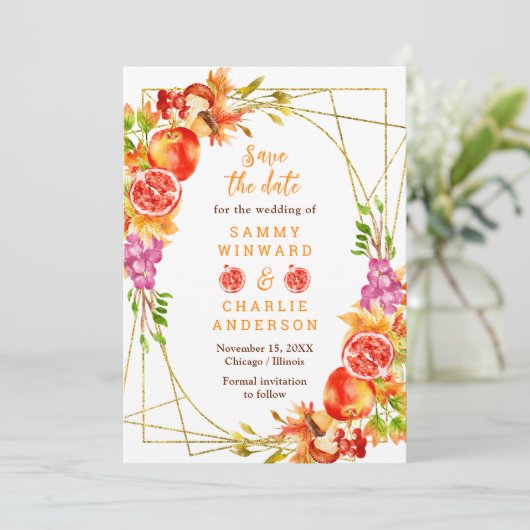 Save The Date Automne Mariage de récolte d'automne (Debout devant)