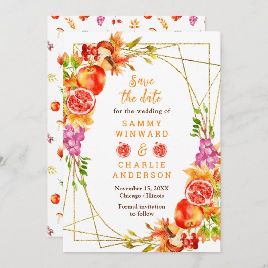 Save The Date Automne Mariage de récolte d'automne (Devant / Derrière)