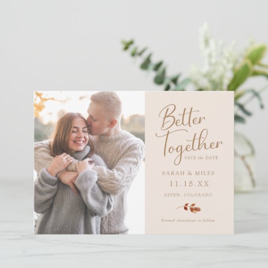 Save The Date Automne Mariage photo simple (Debout devant)