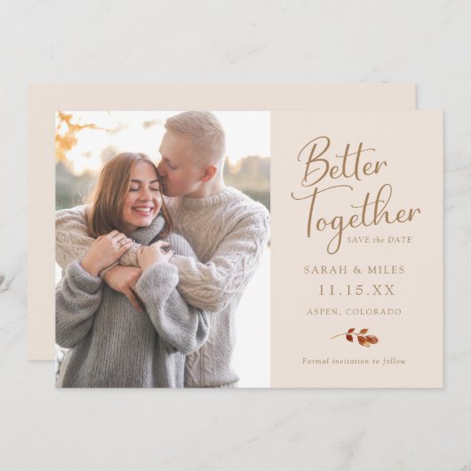Save The Date Automne Mariage photo simple (Devant / Derrière)