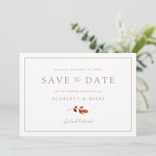 Save The Date Automne Photo Mariage Enregistrer La Date (Debout devant)