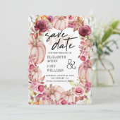 Save The Date Automne Rose Bourgogne Citrouille Enregistrer La D (Debout devant)