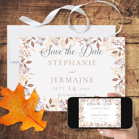Save The Date Automne rouille & Boho Brown Moderne Enregistrer l