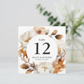 Save The Date Automne Rustique Aquarelle Florale Numéros de tabl (Debout devant)