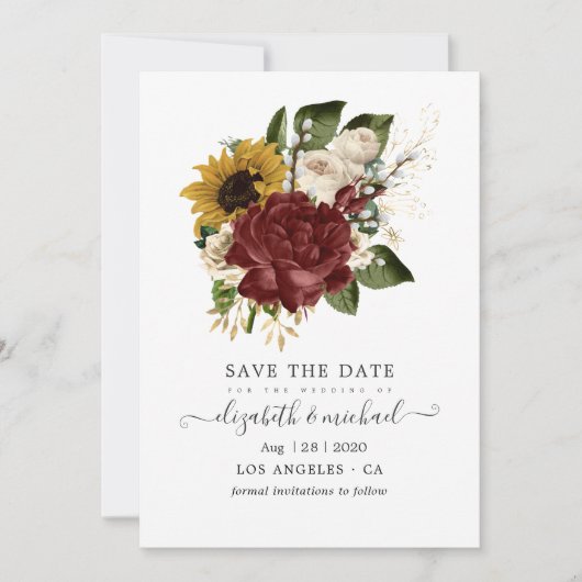 Save The Date Automne Rustique - Automne Mariage Floral (Devant)