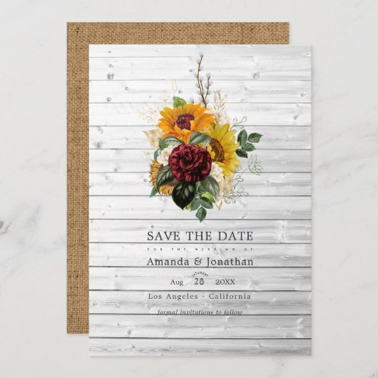 Save The Date Automne rustique - Mariage champêtre de mariage de (Devant / Derrière)