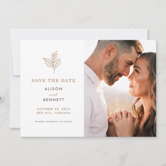 Save The Date Automne Sprig Photo Mariage de automne Enregistrer (Devant)