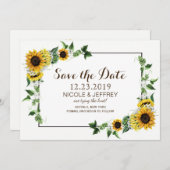 Save The Date Automne Tournesol Rustique Grange Mariage Enregist (Devant / Derrière)