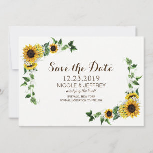 Save The Date Automne Tournesol Rustique Grange Mariage Enregist