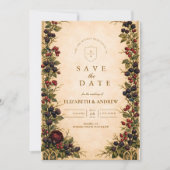 Save The Date Autumn Berry Botanical Wedding (Devant)