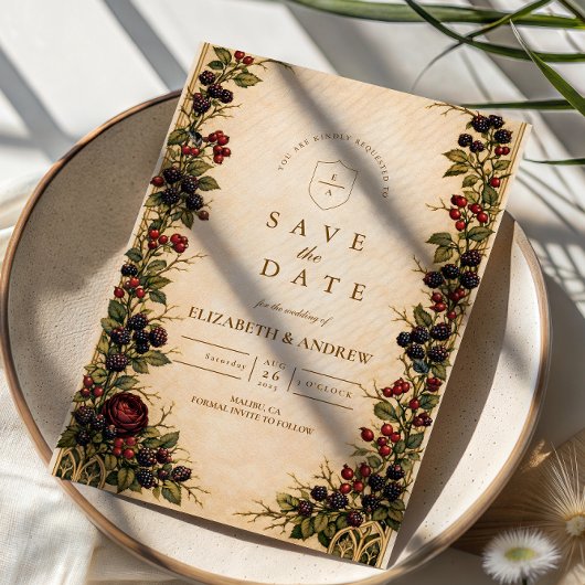 Save The Date Autumn Berry Botanical Wedding