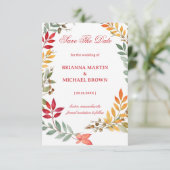 Save The Date Autumn Botanical Leaves Frame (Debout devant)