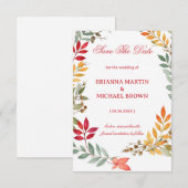 Save The Date Autumn Botanical Leaves Frame (Devant / Derrière)