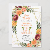 Save The Date Autumn Burgundy and Orange Flowers (Devant)