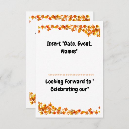 Save The Date "Autumn Embrasser Orange & Tan Leaf Design" (Devant / Derrière)