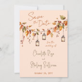 Save The Date Autumn Leaves Rustic Watercolor Elegant Wedding (Devant)