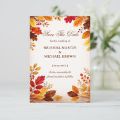 Save The Date Autumn Leaves Warm Botanical (Debout devant)