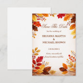 Save The Date Autumn Leaves Warm Botanical (Devant / Derrière)
