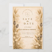 Save The Date Autumn Wheat Botanical Wedding (Devant)